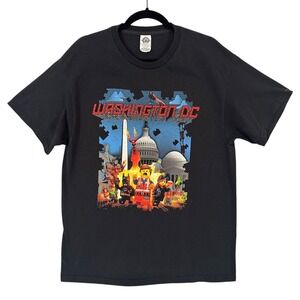 Lego Movie Washington DC Souvenir‎ T Shirt Large Black Capitol Chaos Graphic Tee